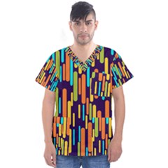 Illustration Abstract Line Men s V-neck Scrub Top