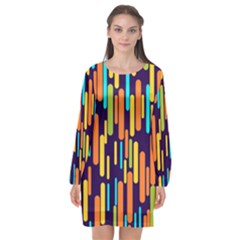 Illustration Abstract Line Long Sleeve Chiffon Shift Dress  by anzea