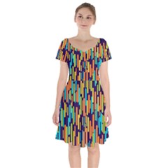 Illustration Abstract Line Short Sleeve Bardot Dress