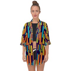 Illustration Abstract Line Open Front Chiffon Kimono