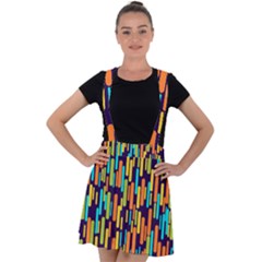 Illustration Abstract Line Velvet Suspender Skater Skirt by anzea