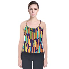 Illustration Abstract Line Velvet Spaghetti Strap Top by anzea