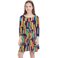 Illustration Abstract Line Kids  Quarter Sleeve Skater Dress