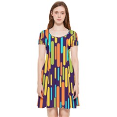 Illustration Abstract Line Inside Out Cap Sleeve Dress