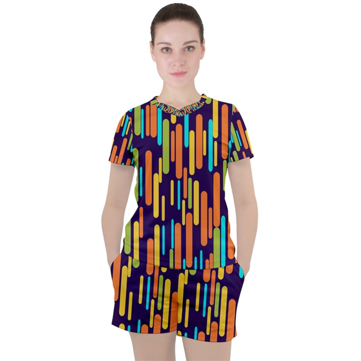 Illustration Abstract Line Women s T-Shirt and Shorts Set