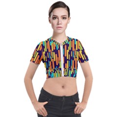 Illustration Abstract Line Short Sleeve Cropped Jacket