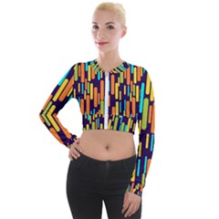 Illustration Abstract Line Long Sleeve Cropped Velvet Jacket