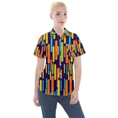 Illustration Abstract Line Women s Short Sleeve Pocket Shirt