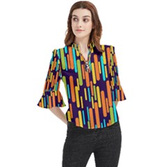 Illustration Abstract Line Loose Horn Sleeve Chiffon Blouse