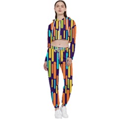 Illustration Abstract Line Cropped Zip Up Lounge Set