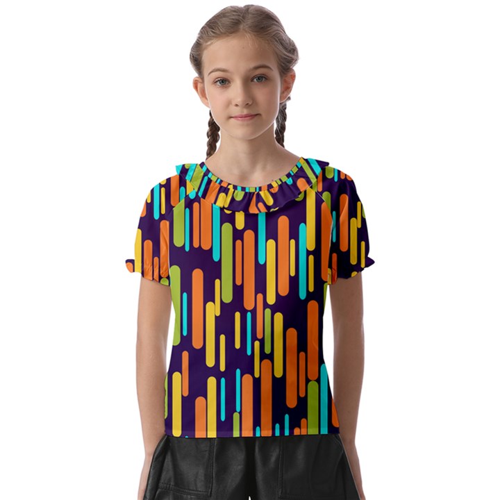 Illustration Abstract Line Kids  Frill Chiffon Blouse