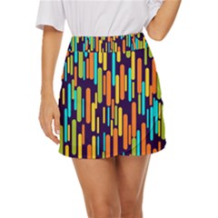 Illustration Abstract Line Mini Front Wrap Skirt