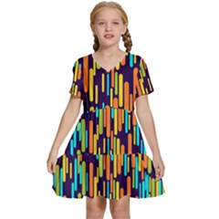 Illustration Abstract Line Kids  Short Sleeve Tiered Mini Dress