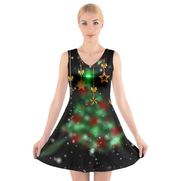 Christmas Star Jewellery V-Neck Sleeveless Dress