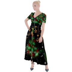 Christmas Star Jewellery Button Up Short Sleeve Maxi Dress by anzea