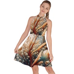 Undersea Dreams Saltwater Ocean Sleeveless Halter Neck A-line Dress by Apenda