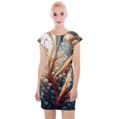 Undersea Dreams Saltwater Ocean Cap Sleeve Bodycon Dress by Apenda