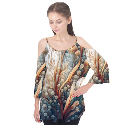 Undersea Dreams Saltwater Ocean Flutter Sleeve T-shirt by Apenda