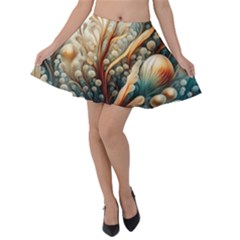 Undersea Dreams Saltwater Ocean Velvet Skater Skirt by Apenda