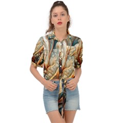 Undersea Dreams Saltwater Ocean Tie Front Shirt  by Apenda