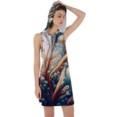 Undersea Dreams Saltwater Ocean Racer Back Hoodie Dress by Apenda