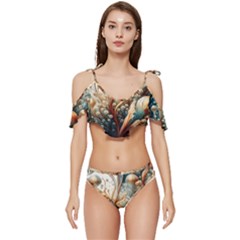 Undersea Dreams Saltwater Ocean Ruffle Edge Tie Up Bikini Set	 by Apenda