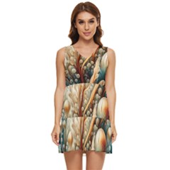 Undersea Dreams Saltwater Ocean Tiered Sleeveless Mini Dress by Apenda