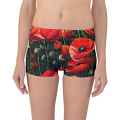 Flowers Poppies Bloom Blossom Art Reversible Boyleg Bikini Bottoms by Apenda