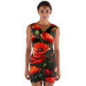 Flowers Poppies Bloom Blossom Art Wrap Front Bodycon Dress View1