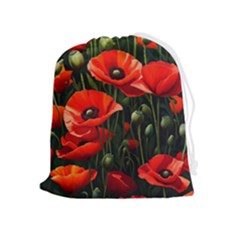 Flowers Poppies Bloom Blossom Art Drawstring Pouch (xl) by Apenda