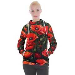 Flowers Poppies Bloom Blossom Art Women s Hooded Pullover