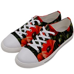 Flowers Poppies Bloom Blossom Art Women s Low Top Canvas Sneakers by Apenda