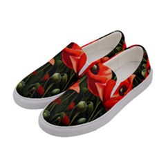 Flowers Poppies Bloom Blossom Art Women s Canvas Slip Ons by Apenda