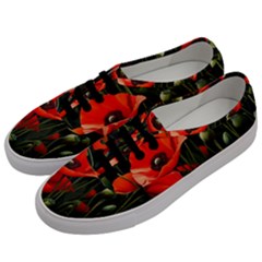 Flowers Poppies Bloom Blossom Art Men s Classic Low Top Sneakers by Apenda