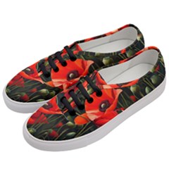 Flowers Poppies Bloom Blossom Art Women s Classic Low Top Sneakers by Apenda