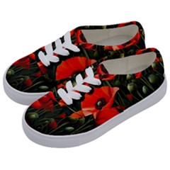 Flowers Poppies Bloom Blossom Art Kids  Classic Low Top Sneakers by Apenda