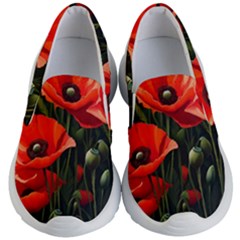 Flowers Poppies Bloom Blossom Art Kids Lightweight Slip Ons by Apenda