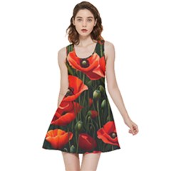 Flowers Poppies Bloom Blossom Art Inside Out Reversible Sleeveless Dress by Apenda