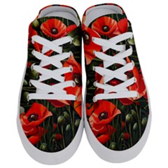 Flowers Poppies Bloom Blossom Art Half Slippers by Apenda