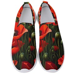 Flowers Poppies Bloom Blossom Art Men s Slip On Sneakers by Apenda