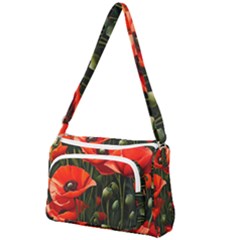 Flowers Poppies Bloom Blossom Art Front Pocket Crossbody Bag by Apenda