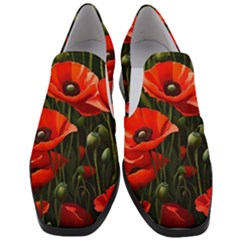 Flowers Poppies Bloom Blossom Art Women Slip On Heel Loafers by Apenda