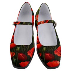 Flowers Poppies Bloom Blossom Art Women s Mary Jane Shoes by Apenda