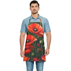 Flowers Poppies Bloom Blossom Art Kitchen Apron by Apenda