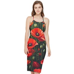 Flowers Poppies Bloom Blossom Art Bodycon Cross Back Summer Dress by Apenda