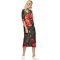 Flowers Poppies Bloom Blossom Art Bow Sleeve Chiffon Midi Dress View3