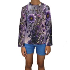 Flower Bloom Blossom Nature Flora Kids  Long Sleeve Swimwear