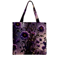 Flower Bloom Blossom Nature Flora Zipper Grocery Tote Bag by Apenda