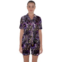 Flower Bloom Blossom Nature Flora Satin Short Sleeve Pajamas Set by Apenda