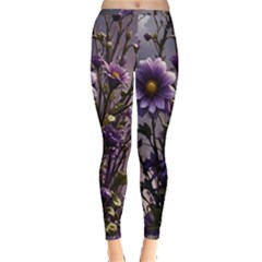 Flower Bloom Blossom Nature Flora Inside Out Leggings by Apenda